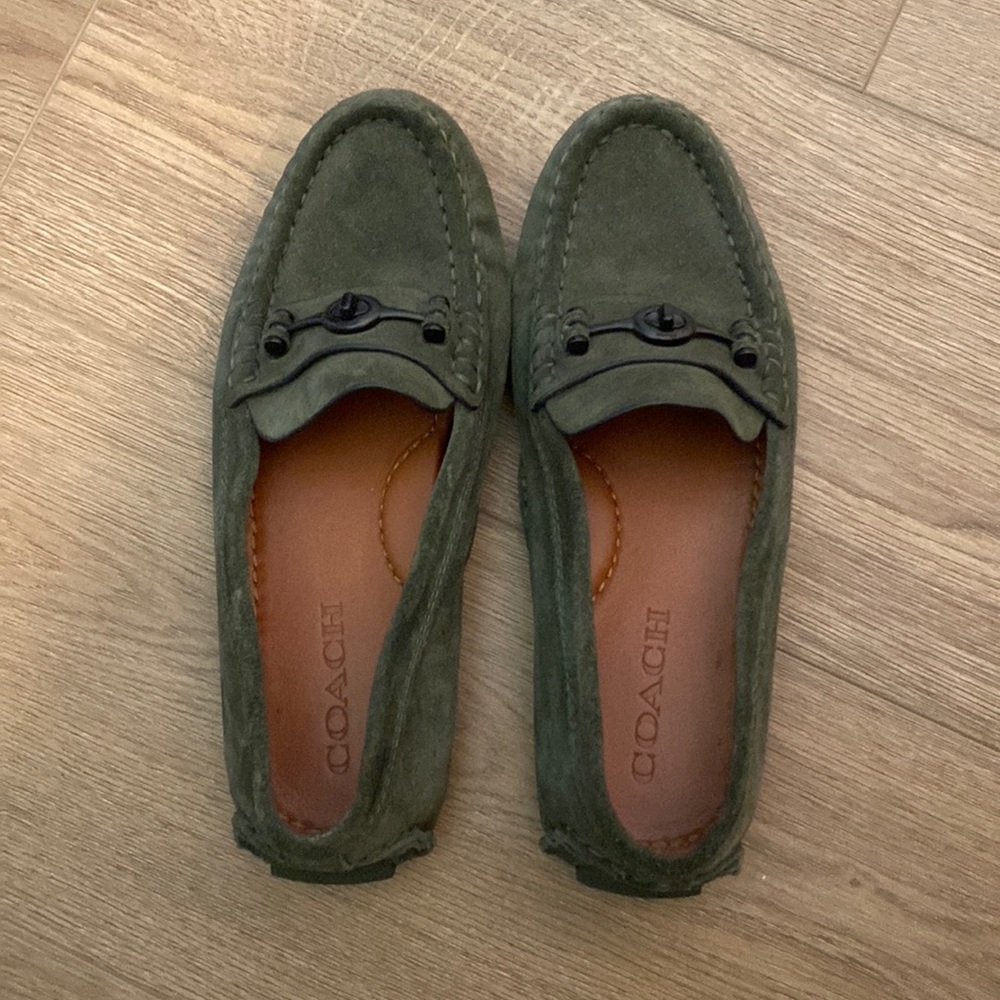 Coach Green Suede loafers size 8